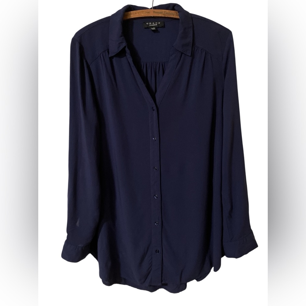 Grace “The Perfect Fit” Blouse Size L Office Casual Business Closet Staple